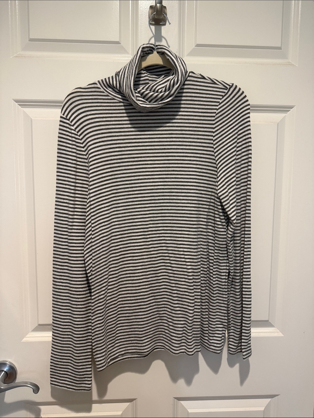Mud Pie Black & White Striped Turtleneck Long-Sleeve Top